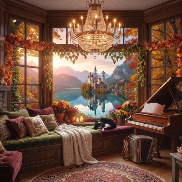Cover art for Jazz Castle Ambience: Autumn Whispers by the Castle Lake